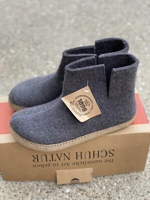 Haflinger Emils Booty Bootie Slipper Grey Wool Women's 39 / US 8 • $89.97