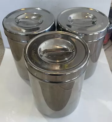 Lot Of 3 Vintage 1970’s Vollrath 8802 Medical Stainless Steel Storage Canister • $44.95