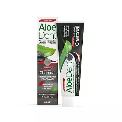 Charcoal Toothpaste Fluoride Free Vegan Cruelty Free SLS Free AloeDent • £5.49