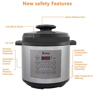 £8.99 • Buy ZOKOP Electric Pressure Cooker Stainless Steel Kitchen Rice Slow Multi Function