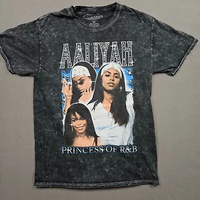 Aaliyah Shirt Womens Medium Vintage Wash Dye Black • £13.57