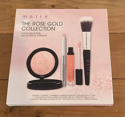Mally The Rose Gold Collection 4 Piece Set Makeup New Eyeshadow Lip Gloss Brush  • $55