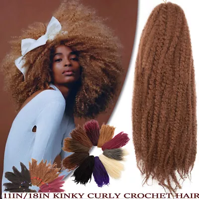 18in Afro Kinky Twist Crochet Hair Braids Marley Curly Braiding Extensions Brown • $10.90