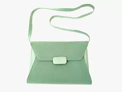 Jacques Vert Bag Womens Green Faux Suede Purse Wedding Shoulder Handbag Vtg • £19.90