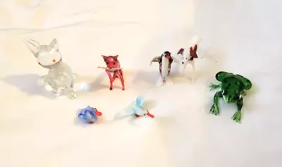 Lot Of 7 Vintage Mini & Teeny Hand-Blown Art Glass Miniature Animals • $18.90