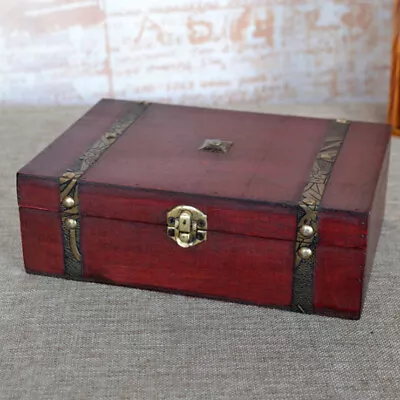 Vintage Jewelry Box Wooden Treasure Box Jewellery Storage Box Case Organizer • $17.53