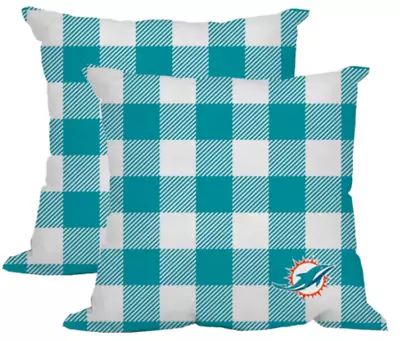 Miami Dolphins NFL 16'' X 16'' Buffalo Check Pillow 2-Pack - F47330990 • $82.95