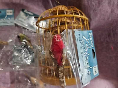 4 Vintage Mushroom Parrot Birds With  A   3 Cage Set + Plus Flowers • $16.25