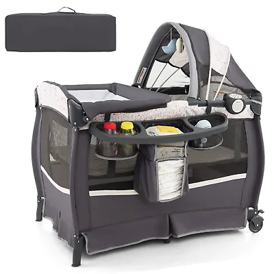 4 In 1 Baby Playard Portable Newborn Travel Crib Nursery Center W/Bassinet • £99.95