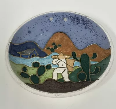 Mexican Clay Pottery Plate Decorative Wall Hanging Art Handpainted 6.5  • $24.99