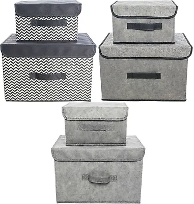 Storage Chests Set Of 2 Fabric Storage Baskets Foldable Storage Chest Baskets • £8.49