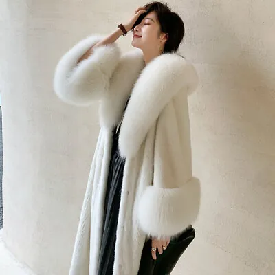 Fox Collar Mink Fur Coat Women's Natural Long Fur Coat Winter Warm Coat Gifts • $137.75