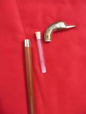 Vintage Ducks Head Walking Stick ~with Sprung Loaded 'drinks' Vessel Inside Stem • £3.99