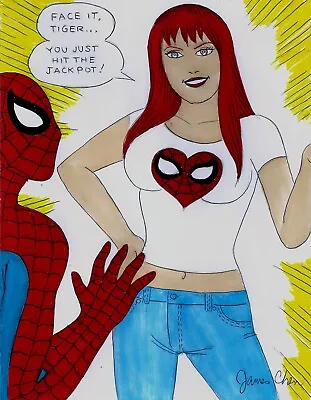 Spider-man Meets Mary Jane Original Comic Art Color Sketch • $22.99