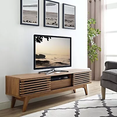 Modway Render Mid-Century Modern Low Profile 59 Inch TV Stand In Walnut • $191.56