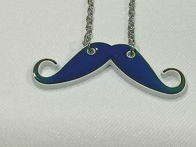 New White Large Mustache Mood Necklace Color Change Pendant Mood Charm • $7.99