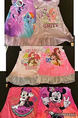 2 Pk Girls Nighties My Little Pony Minnie Mouse Disney Princess Pyjamas • $11