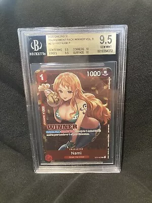 BGS 9.5 Graded Beckett Nami Tournament Winner One Piece Card Gem Mint Not PSA • $51