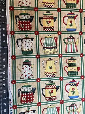 Tea Pots Coffee Pots Debbie Mumm SSI Cotton Fabric 1/2 Yard (18 By 44”) New • $8.95