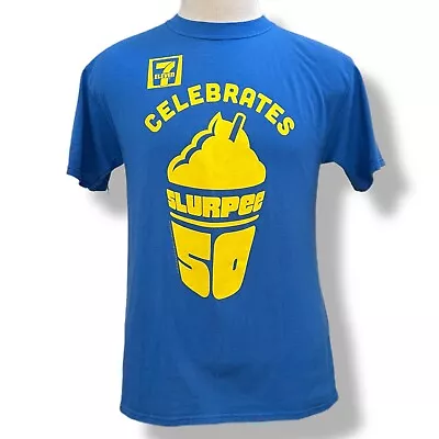 7-11 Celebrates 50th Anniversary Slurpee T Shirt Blue Men's MEDIUM • $22