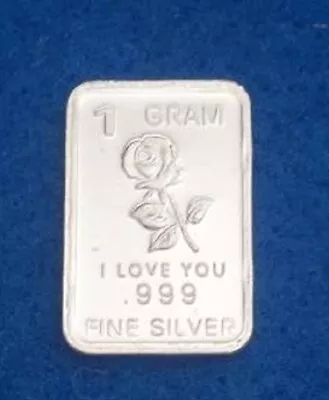 1 Gram I Love You Rose  .999 Fine Silver Bar • $3.54