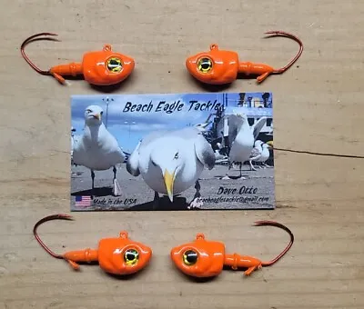 4 Pack! 3/4oz Herring Head Matzuo Red Sickle Hook Blaze Orange  Jig Head • $12.99