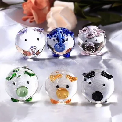 2023 Crystal Pig Statue Glass Paperweight Blown Decorative Home Statue Miniature • $13.99