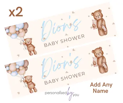 2x Personalised BABY BIRTHDAY BABY SHOWER Banners LARGE Party Poster Teddy Bear • £5.95