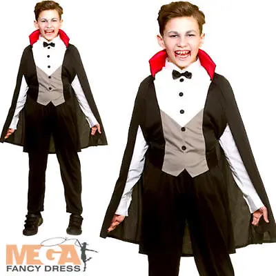 Bloodthirsty Vampire Boys Fancy Dress Halloween Dracula Kids Childrens Costume • £13.49
