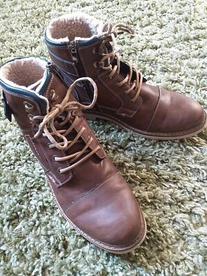 £26 • Buy Pavers Mens Faux Leather Brown Boots Fleece Lined UK Size 12