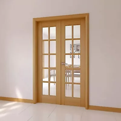 £120 • Buy Oak Internal French Doors - 10 Lite Clear Glass Design + Optional Frame