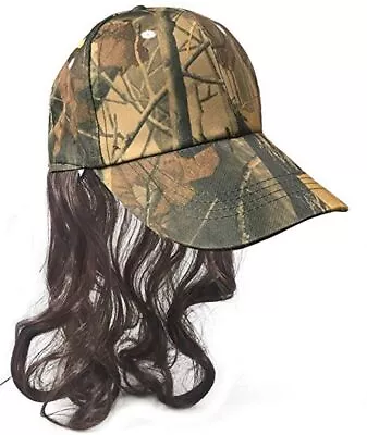 Camo Redneck Mullet Hat With Hair - Men's Hillbilly Halloween Costume Prop Wig • $17.95