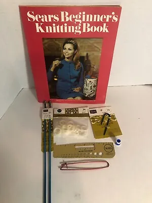 Vintage Sears Knitting Needles Accessories And Book • $23