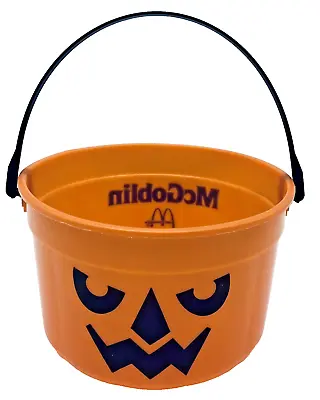 McDonalds Halloween McGoblin Bucket 1986 Happy Meal Pail Pumpkin Vintage No Lid • $8