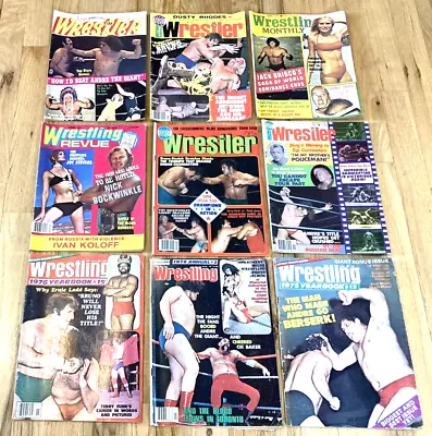 Vintage 1972-77 Wrestling And Wrestler Magazines (9) Original As Found And Used! • $9.95