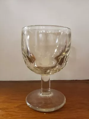 Vintage Clear Pressed Heavy Glass Goblet Chalice 6  • $10