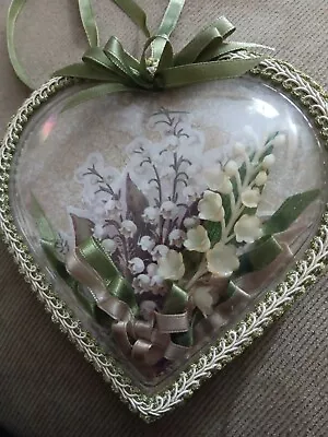 VTG Heart Victorian Style Lily Of The Valley Flowers Ornament Shadow Box 3-D • $18