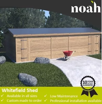 16x8 'Whitefield' Heavy Duty Wooden Garden Shed/Workshop/Garage Tanalised  • £1590