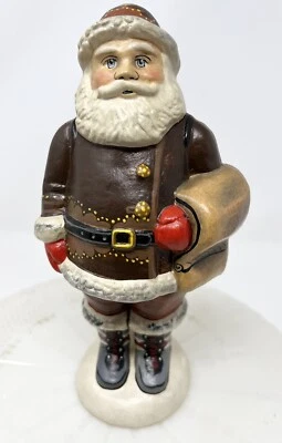 $220 • Buy Vtg. Vaillancourt Chalkware Santa In Brown Suit Special People List 2003 #204