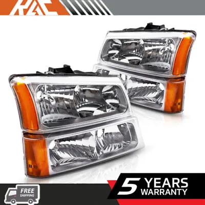 Pair Headlights Assembly For 03-06 Chevy Silverado Avalanche 1500 2500HD 3500HD • $73.99
