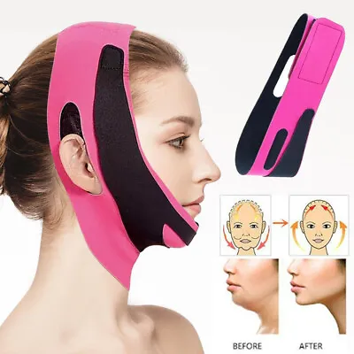 Face V-Line Slim Lift Up Mask Double Chin Cheek Reducer Slimming-Belt Strap Band • £3.70