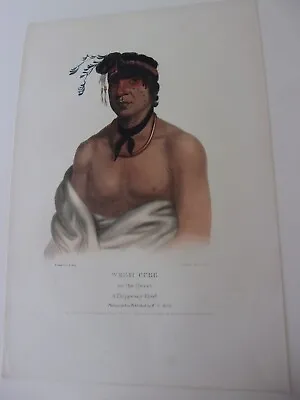 Original McKenney And Hall FOLIO Portrait Print 1838: WESH CUBB. CHIPPEWAY. • $224.99