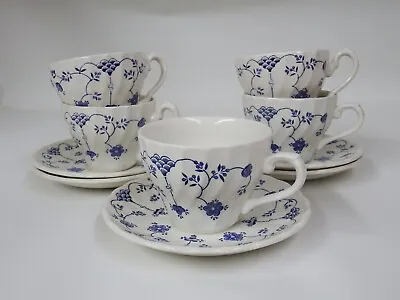 5 MYOTT FINLANDIA Staffordshire England Blue Acorn SWIRL Cups & Saucer Sets NICE • $32