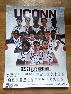 Uconn Huskies Men Basketball 2024 Team Photo Schedule Poster + Pocket Final Four • $9.99