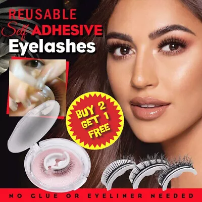 £2.39 • Buy ⭐⭐Fake Eyelashes Natural Curly Reusable Self-adhesive False Eyelashes 3D Mink UK