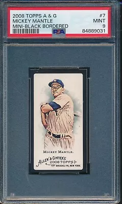 2008 Topps Allen & Ginter's MINI-BLACK BORDERED Mickey Mantle #7 PSA 9 YANKEES • $3.34