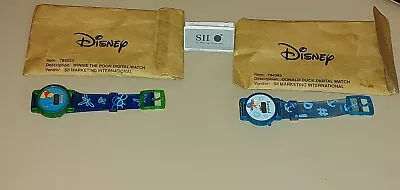 6 Disney 2004 Digital Watches By SII Mickey Mouse Donald Duck Goofy Winnie W/COA • $10.76