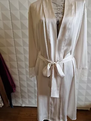 Rosie For M&s Luxurious Satin Dressing Gown With Lace Trim. Large. Nwt • £21.50