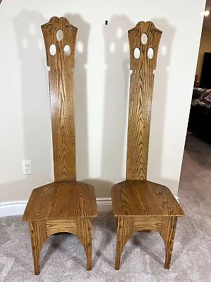 Ca. 1900 Pair Of Charles Rohlfs Oak Hall Chairs With Maker’s Cipher. Sotheby's • $155000