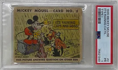 1935 Mickey Mouse Gum Card Type I It's Raining Cats #2 WALT DISNEY PSA PR 1 • $129.99
